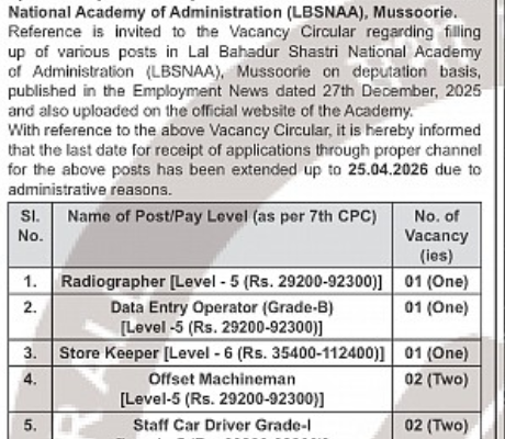 LBSNAA Recruitment 2026